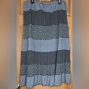 JM Collection Black and White Patterned Maxi Skirt